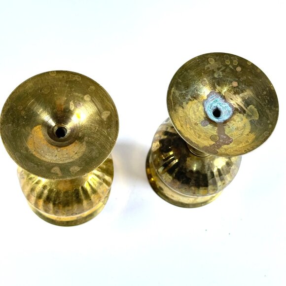 Vintage Brass Goblets Set of 2 MCM Decorative Cups 6" Mid Century Decor - Picture 7 of 10